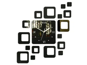3D nalepovacie hodiny Roman Quadrat wenge