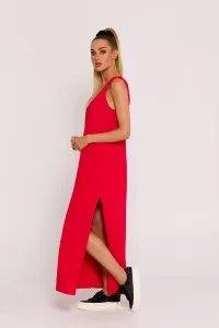 Červené bavlnené maxi šaty na ramienka M791 #9275644