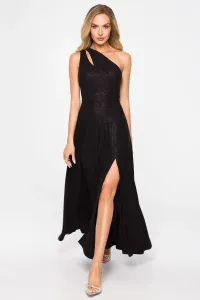 Čierne trblietavé šaty s rozparkom M718 #9132619