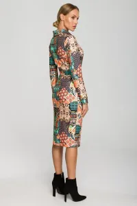 Viacfarebné vzorované midi šaty M706