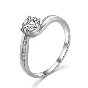 MOISS Elegantný strieborný prsteň s čírymi zirkónmi R00005 54 mm