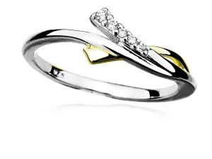 MOISS Pôvabný strieborný bicolor prsteň so zirkónmi r0000 55 mm