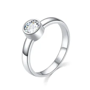 MOISS Pôvabný strieborný prsteň s čírym zirkónom R00020 50 mm