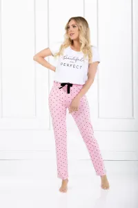 Dámske pyžamo Momenti Per Me Flawless Bielo-ružová XL