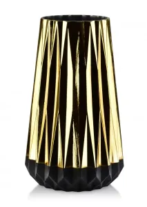 Sklenená váza Serenite 28 cm čierna/zlatá