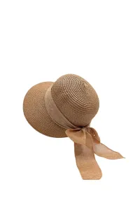 Tmavobéžový klobúk s béžovou stuhou Tara