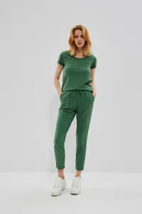 Smooth trousers with tie - green #5335494