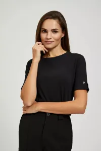 Plain T-shirt with rolled up sleeves, black and black
