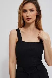 Ribbed top with wide straps - black