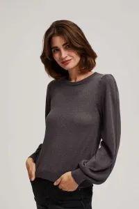 Sweater with puff sleeves and metal thread