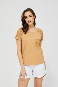 T-shirt with lace Moodo - beige #7656785