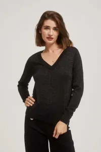 Sweater with metal thread and V-neck