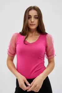 Blouse with decorative sleeves - pink #5682168