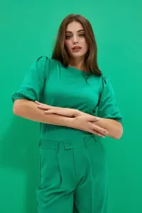 Plain blouse with puffed sleeves Moodo - green