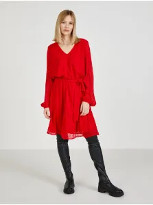 Červené dámske šaty so zaväzovaním v pase Moodo #1065902