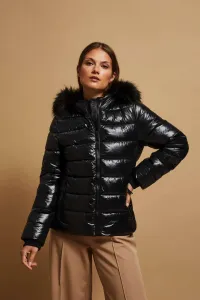 Quilted jacket with fur hood