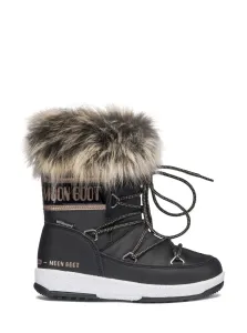 Moon Boot čierne zimní dievčenské topánky JR Girl Monaco Low WP Black/Cooper #4042379