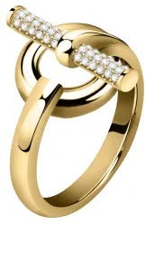 Morellato Elegantný pozlátený prsteň z ocele s kryštálmi Abbraccio SAUC09 58 mm
