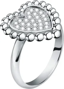Morellato Romantický oceľový prsteň s čírymi kryštálmi Dolcevita SAUA14 52 mm