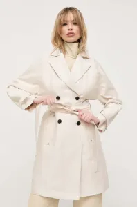 Kabát Morgan dámsky, béžová farba, prechodný, dvojradový
