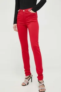 Nohavice Morgan dámske, červená farba, priliehavé, vysoký pás #7512656