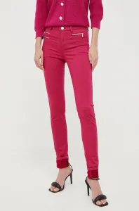 Nohavice Morgan dámske, ružová farba, priliehavé, stredne vysoký pás