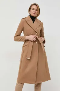 Vlnený kabát Morgan béžová farba, prechodný, dvojradový #8290215