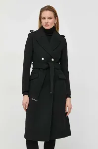 Vlnený kabát Morgan čierna farba, prechodný, dvojradový #8318640
