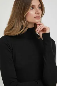 Vlnený sveter Mos Mosh dámsky, čierna farba, tenký, s rolákom #8804242