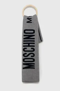 Šál Moschino pánsky, šedá farba, vzorovaný