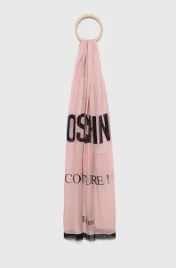 Šál s prímesou hodvábu Moschino ružová farba, vzorovaný, M2883 E3125