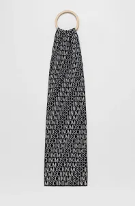 Vlnený šál Moschino čierna farba, vzorovaný #182116