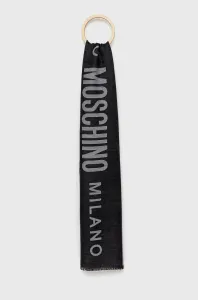 Vlnený šál Moschino čierna farba, vzorovaný #2572775