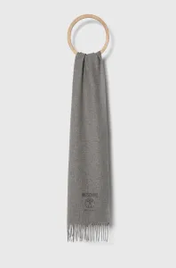 Vlnený šál Moschino šedá farba, jednofarebný #7241322