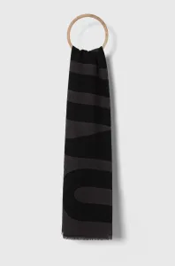 Vlnený šál Moschino šedá farba, vzorovaný #7241771