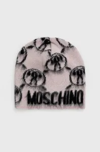 Čiapka Moschino ružová farba, z tenkej pleteniny #178740