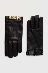 Kožené rukavice Moschino dámske, čierna farba #9081617