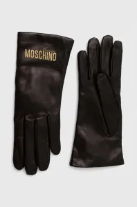 Kožené rukavice Moschino dámske, čierna farba #8764763