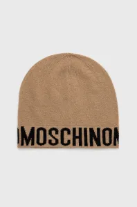 Vlnená čiapka Moschino béžová farba, z tenkej pleteniny, vlnená #162399