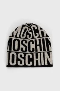 Vlnená čiapka Moschino čierna farba, vlnená
