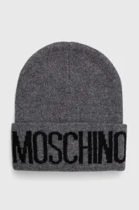 Vlnená čiapka Moschino šedá farba #8748152