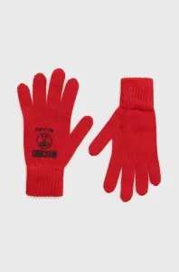 Vlnené rukavice Moschino dámske, červená farba