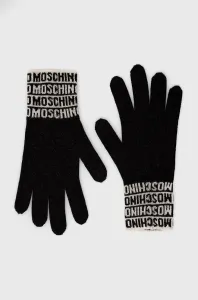 Vlnené rukavice Moschino dámske, čierna farba