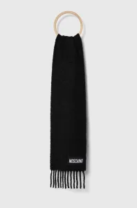 Vlnený šál Moschino čierna farba, jednofarebný #8749020