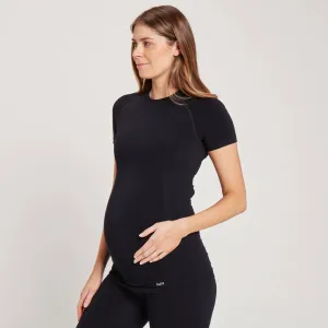 Dámske bezšvové tehotenské tričko MP s krátkymi rukávmi – čierne - XS