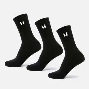 Vysoké unisex ponožky MP (3-balenie) – čierne - UK 2-5