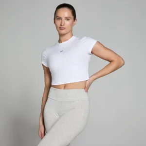 Dámske priliehavé skrátené tričko MP Basics s krátkymi rukávmi – biele - XS