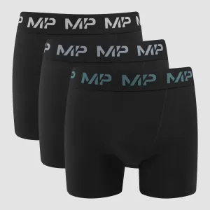Pánske boxerky s farebným logom MP (3-balenie) – čierne/tmavomodré/modrosivé/sivé - S