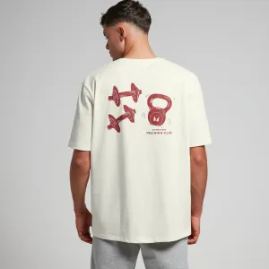 Pánske oversize tričko MP Tempo s potlačou – šedobiele/červená potlač - XL