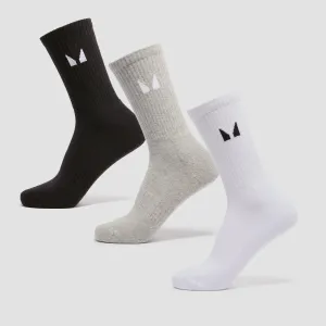 Unisex ponožky MP s klasickou dĺžkou (3-balenie) – biele/čierne/šedé - UK 6-8